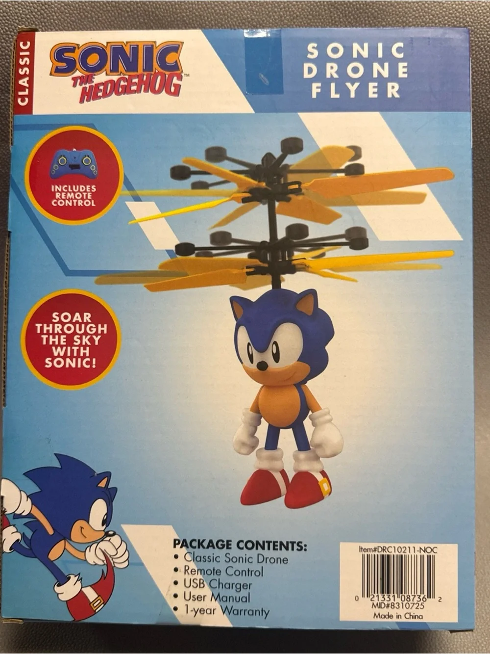 Sonic the Hedgehog Blue Drone Flyer with Remote